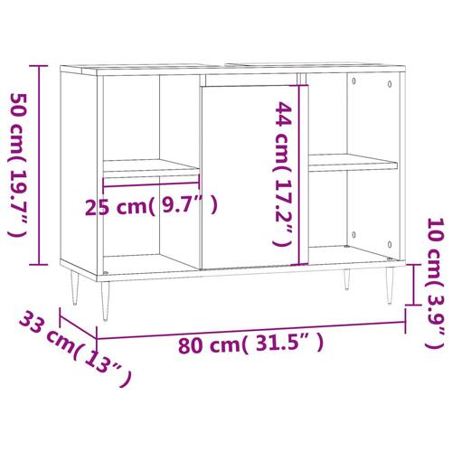 Badeværelsesskab 80x33x60 cm konstrueret træ sonoma-eg