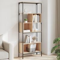 Bogreol med 5 hylder 76x33x188,5 cm konstrueret træ sonoma-eg