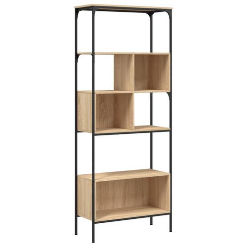 Bogreol med 5 hylder 76x33x188,5 cm konstrueret træ sonoma-eg