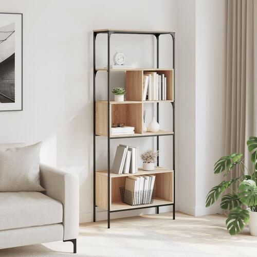Bogreol med 5 hylder 76x33x188,5 cm konstrueret træ sonoma-eg