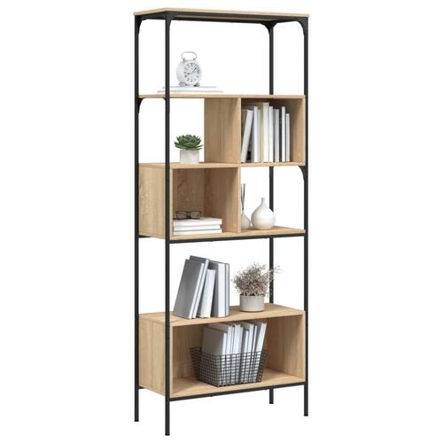 Bogreol med 5 hylder 76x33x188,5 cm konstrueret træ sonoma-eg