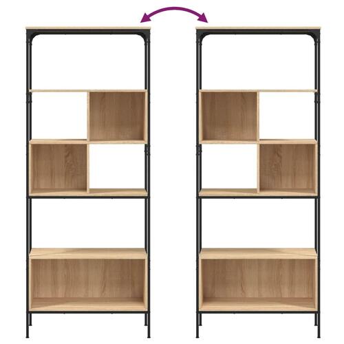 Bogreol med 5 hylder 76x33x188,5 cm konstrueret træ sonoma-eg