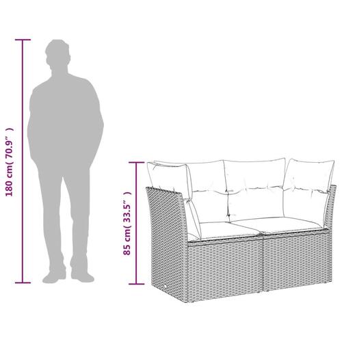 2-personers havesofa med hynder polyrattan grå