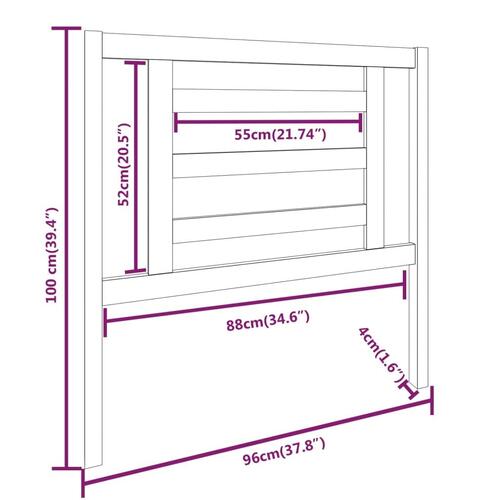 Sengegærde 96x4x100 cm massivt fyrretræ