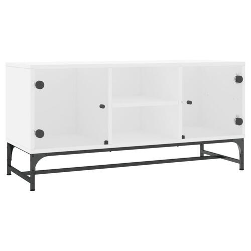 Tv-bord med glaslåger 102x37x50 cm hvid