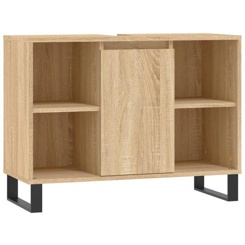 Badeværelsesskab 80x33x60 cm konstrueret træ sonoma-eg