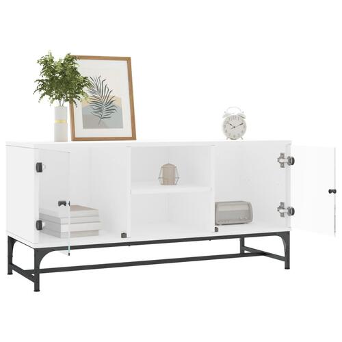 Tv-bord med glaslåger 102x37x50 cm hvid