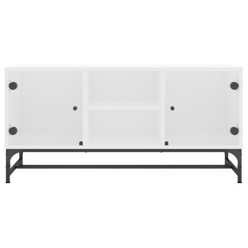 Tv-bord med glaslåger 102x37x50 cm hvid