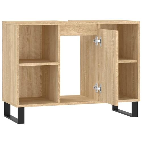 Badeværelsesskab 80x33x60 cm konstrueret træ sonoma-eg