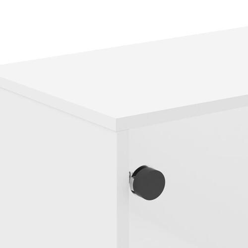 Tv-bord med glaslåger 102x37x50 cm hvid