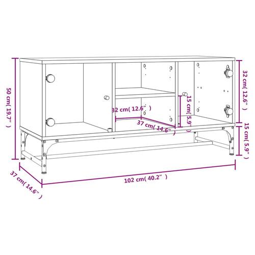 Tv-bord med glaslåger 102x37x50 cm hvid