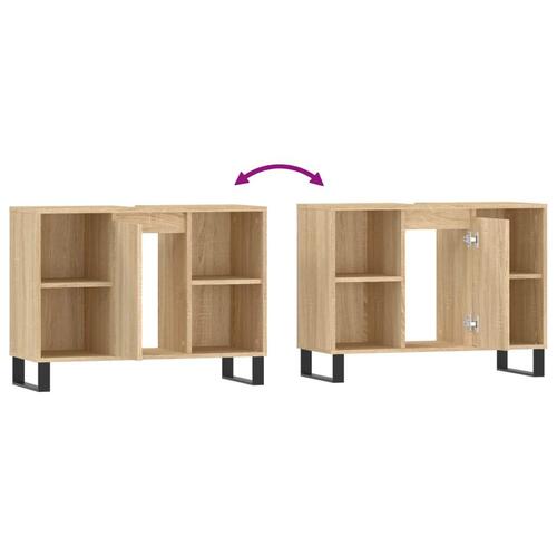 Badeværelsesskab 80x33x60 cm konstrueret træ sonoma-eg