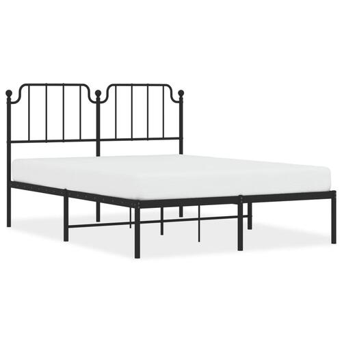 Sengeramme med sengegavl 135x190 cm metal sort