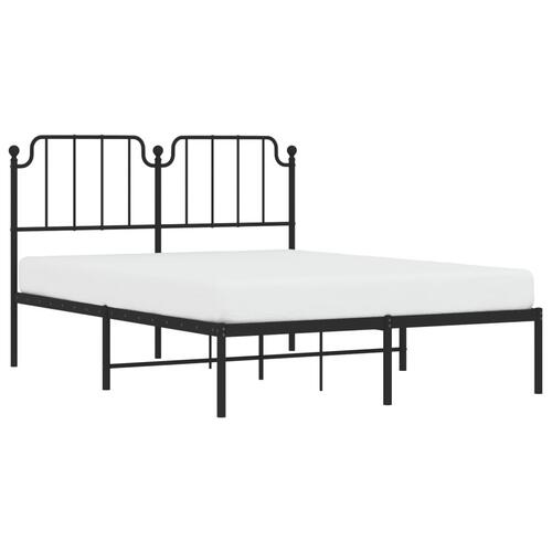 Sengeramme med sengegavl 135x190 cm metal sort