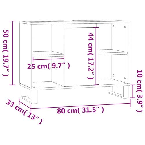 Badeværelsesskab 80x33x60 cm konstrueret træ sonoma-eg