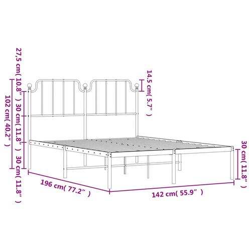 Sengeramme med sengegavl 135x190 cm metal sort