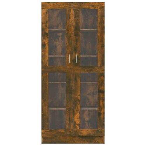 Vitrineskab 82,5x30,5x185,5 cm konstrueret træ røget egetræ