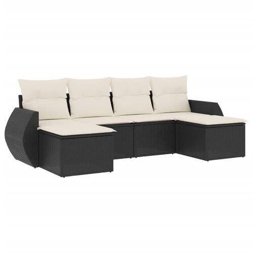 Sofasæt til haven 6 dele med hynder polyrattan sort
