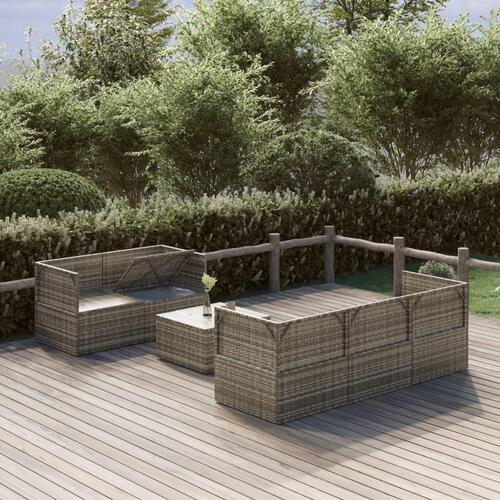 Loungesæt til haven 6 dele med hynder polyrattan grå