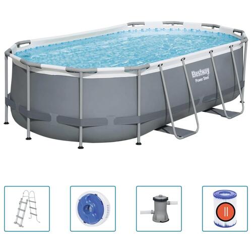 Power Steel fritstående pool 427x250x100 cm oval