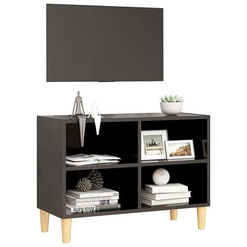 Tv-skab med massive træben 69,5x30x50 cm grå