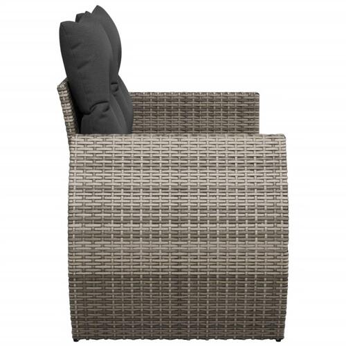 2-personers havesofa med hynder polyrattan grå