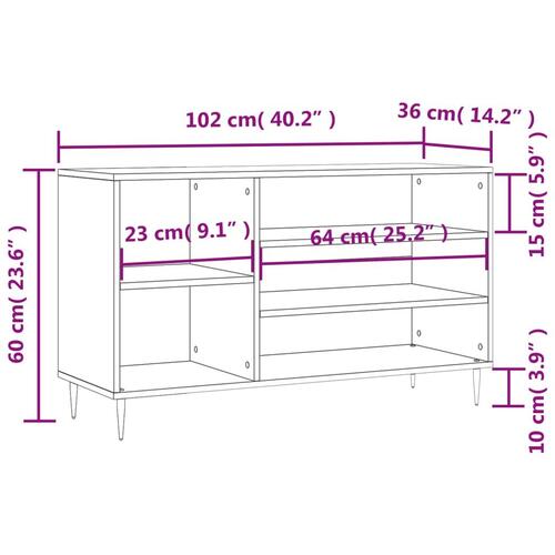 Skoskab 102x36x60 cm konstrueret træ brun egetræ