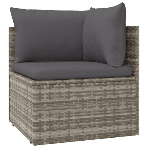 Loungesæt til haven 6 dele med hynder polyrattan grå