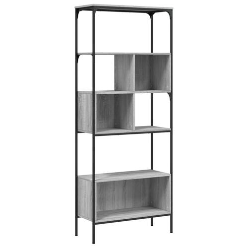 Bogreol 76x33x188,5 cm 5 hylder konstrueret træ grå sonoma-eg