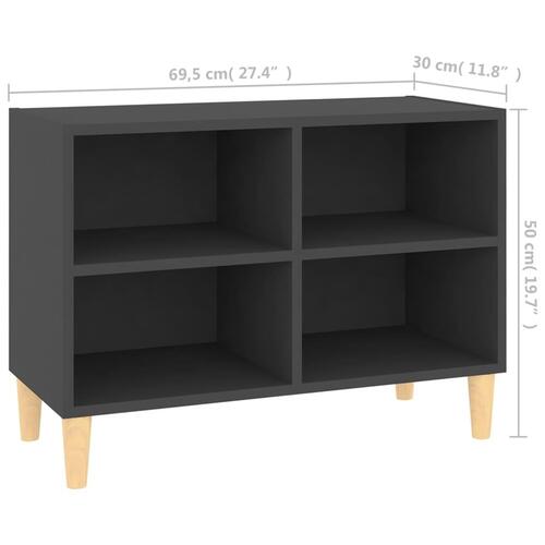 Tv-skab med massive træben 69,5x30x50 cm grå