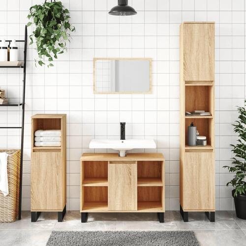 Badeværelsesskab 80x33x60 cm konstrueret træ sonoma-eg
