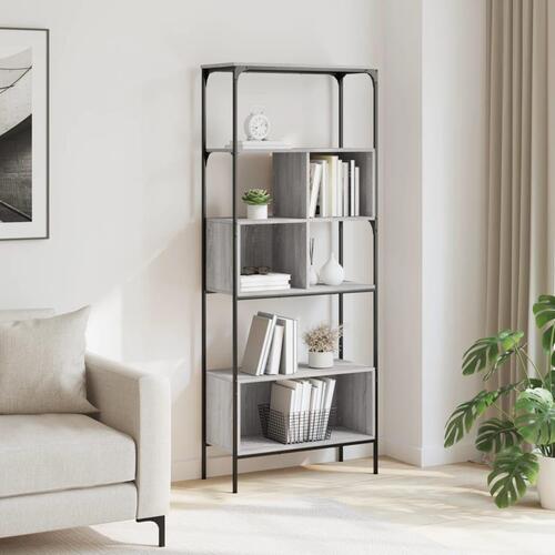 Bogreol 76x33x188,5 cm 5 hylder konstrueret træ grå sonoma-eg