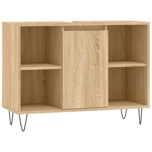 Badeværelsesskab 80x33x60 cm konstrueret træ sonoma-eg