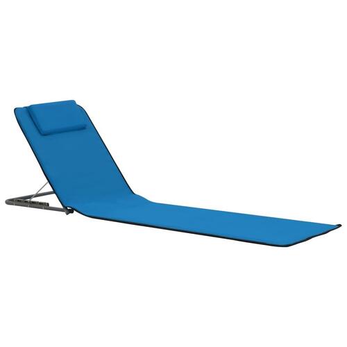Foldbare strandmåtter 2 stk. stål og stof blå