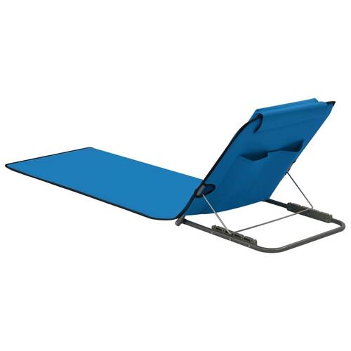 Foldbare strandmåtter 2 stk. stål og stof blå