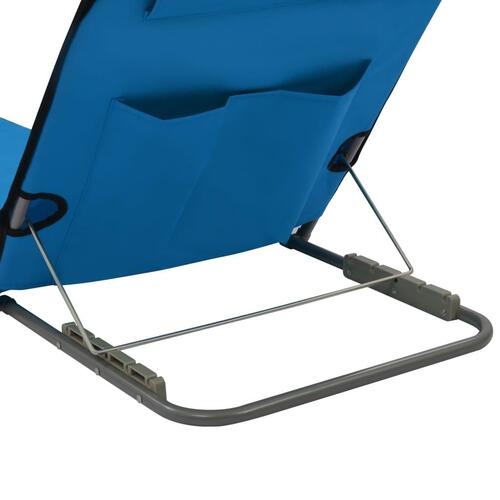 Foldbare strandmåtter 2 stk. stål og stof blå