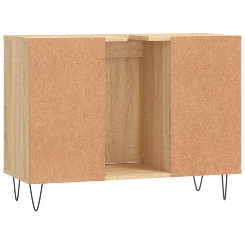 Badeværelsesskab 80x33x60 cm konstrueret træ sonoma-eg
