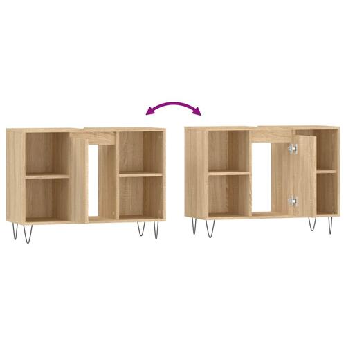 Badeværelsesskab 80x33x60 cm konstrueret træ sonoma-eg