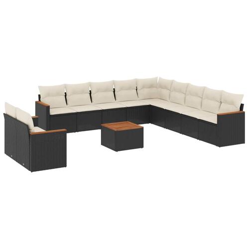 Sofasæt til haven 12 dele med hynder polyrattan sort