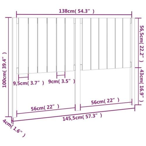 Sengegærde 145,5x4x100 cm massivt fyrretræ