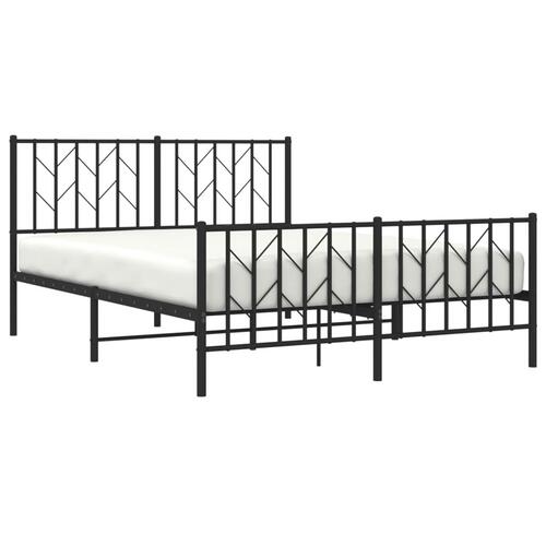 Sengeramme med sengegavl og fodgærde 140x190 cm metal sort