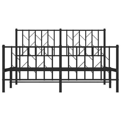 Sengeramme med sengegavl og fodgærde 140x190 cm metal sort