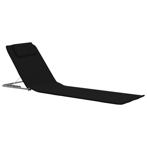 Foldbare strandmåtter 2 stk. stål og stof sort