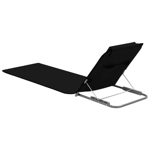 Foldbare strandmåtter 2 stk. stål og stof sort
