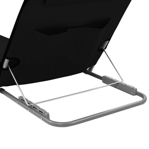 Foldbare strandmåtter 2 stk. stål og stof sort