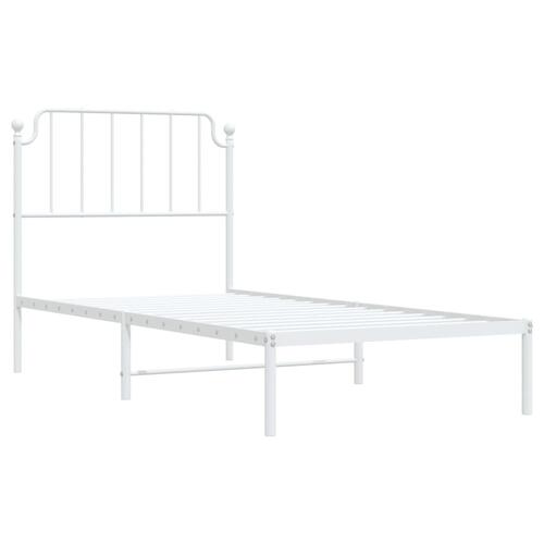 Sengeramme med sengegavl 90x200 cm metal hvid