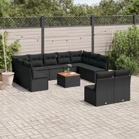 Sofasæt til haven 12 dele med hynder polyrattan sort