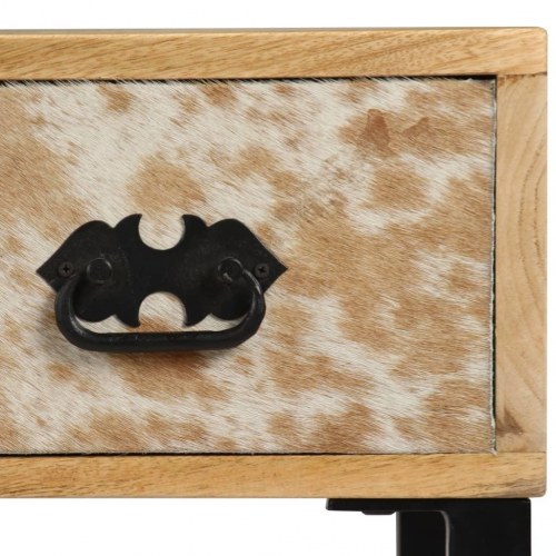 Skrivebord massivt mangotræ og ægte læder 117 x 50 x 76 cm