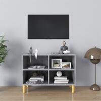 Tv-skab med massive træben 69,5x30x50 cm betongrå