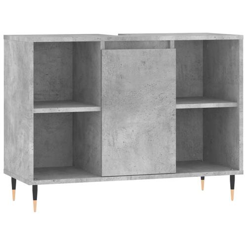 Badeværelsesskab 80x33x60 cm konstrueret træ betongrå
